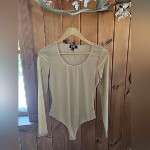 Hera Collection Beige Long Sleeve Bodysuit